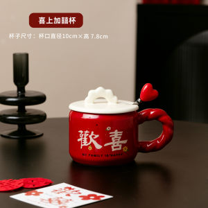 New Couple Wedding Gift Box Ceramic Covered Mugs Couple Set Practical High End Nordic Style Handmade Porcelain Cups Set