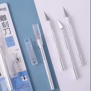 Dao điêu khắc dao trổ cán bạc kèm 5 lưỡi dự phòng -Aeneas Shop