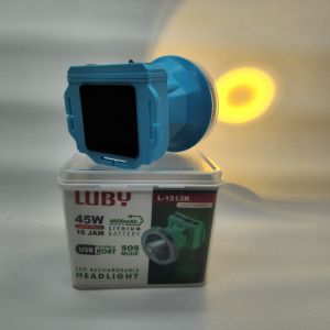 Senter kepala Luby 45 watt L 1513 Headlamp Luby headlight waterproof charger usb tipe C
