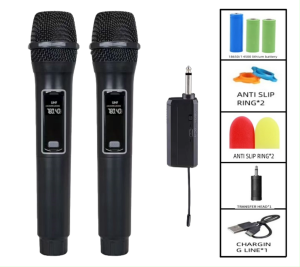 ไมค์โครโฟน ไมโครโฟนไร้สาย ไมค์คาราโอเกะ ไมโครโฟนแบบพกพา พร้อมเครื่องรับสัญญาณ Wireless Microphone ชุดไมโครโฟน ไมค์ลอยแบบพกพา