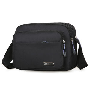 Casual Mens Crossbody Bag Waterproof Nylon Business Bag Large Capacity Multi-layer Single Shoulder Bag for Leisure And Money Collection