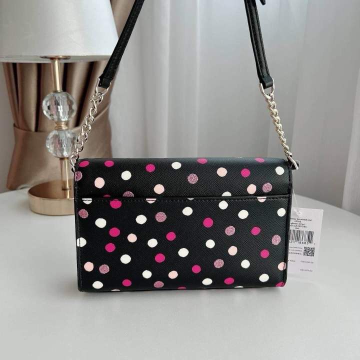 ของแท้100% กระเป๋าสะพาย Kate Spade Staci Glimmer Dot Printed Flap ...