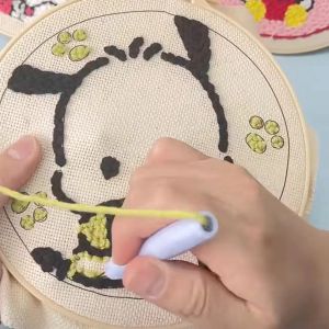Cartoon Character Poke Embroidery DIY Handmade Wool Material Package Homemade Decorative Painting Kids Simple Embroidery Decoration Gift