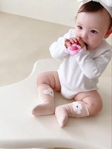 2026 Spring Ins Viral Infant Mid Calf Socks Cute Jacquard Print Soft Cotton Loose Rib Cuff 3 Pairs Newborn Daily Socks