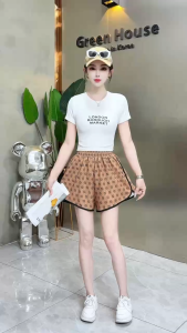 Always Home  กางเกงขาสั้นผู้หญิงเอวสูงลายเเฟชั่นใหม่ | เเฟชั่นใหม่ ใส่ได้หลากสไตล์ในตัวเดียว ผ้าใส่สบายดีระบายอากาศ แฟชั่นน่ารัก QC-KZ9004