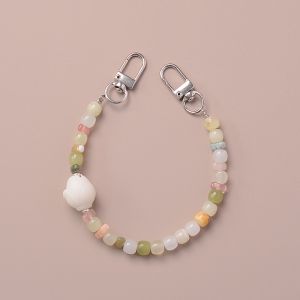 Double Buckle Head Padauk Root Magnolia Jadeite Agate Mobile Phone Chain Womens Handbag Pendant Exquisite Beaded Ornament