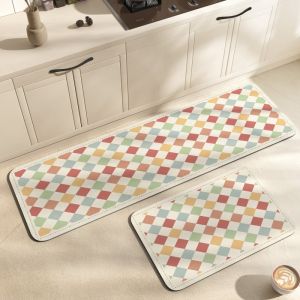 VIKAMA 1/2-Piece Set of Cartoon-Themed Floor Mats Quick-Drying and Non-Slip Kitchen and Bathroom Rug Set Home Decor