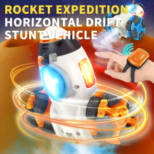 RC Rocket Car Toy 2.4G Racing Double Sided Flip 360°Drift Remote Control Spray Watch Sensing Stunt Car Toy for Christmas Gifts