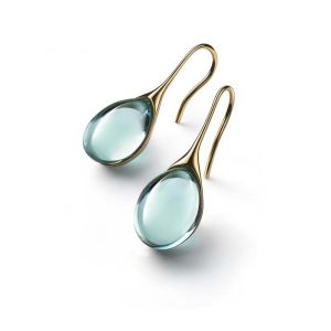 JWER 4 Colors Delicate Gold Color Green Natural Stone Hook Dangle Earrings for Women Simple Water Drop Temperament Earrings Jewelry Valentines Day Gift