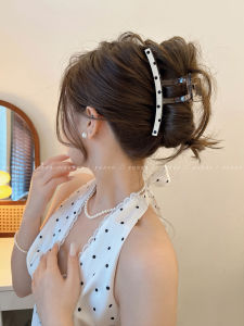 Luxurious Large Polka Dot Hair Claw Clip for Women Elegant Shark Tail Hair Clip Stylish Accessory for Back of Head