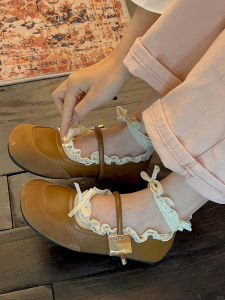 ถุงเท้าเรือคอตตอนบางสไตล์บัลเล่ต์สำหรับผู้หญิงในช่วงฤดูร้อน ถุงเท้าเรือผ้าฝ้ายแท้ลายลูกไม้ ถุงเท้าผู้หญิงแบบลำลอง