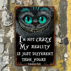 CIFbuy | Cheshire Cat Metal Wall Art 8x12 Inch Retro Iron Decor Trích Dẫn Trang Trí Nhà Quán Bar Trang Trí Phòng Để Xe