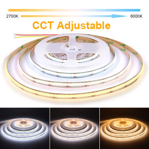 Dual White COB CCT LED Strip Light 2700K to 6500K Changeable 608 LEDs/m Flexible RA90 Dimmable FOB Led Linear Lights DC12V 24V