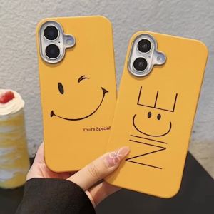 Cartoon emoji pack yellow leather pattern phone case for iPhone X XR XS 11 12 13 14 15 16 Pro Max Plus casing anti fall soft cover for iphone11 case