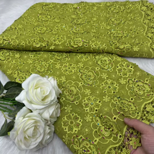 Vải Ren Pháp Nigeria Màu Trắng Hoa Hồng Chiffon Châu Phi Chất Liệu Cotton Polyester Cao Cấp Dành Cho Váy Cưới Và Tiệc Tùng Của Phụ Nữ