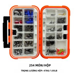 Bộ Phụ Kiện Câu Cá ShareShark 254 Món Với Lưỡi Câu Thép Carbon Vòng Xoay Chìm Câu - Bộ Dụng Cụ Câu Cá Hoàn Chỉnh Trong Hộp