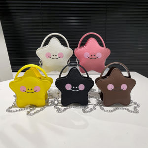 Mini Star Handbag for Girls Crossbody Earphone Chain Wallet Fashionable Versatile Compact Size PU Leather Leisure Bag