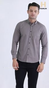 Hamlin Leopold Kemeja Basic Pria Motif Polos Long Sleeve Material Cotton ORIGINAL - Dark Gray