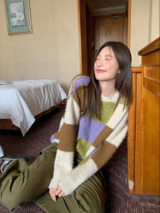 NIHAOKANONG | Áo Sweater Kẻ Ô Màu Mới Thu
