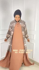 Gamis Wanita Terbaru 2024 Miskha Dres Crinkle Mix Plisket Dress Kondangan Busui Baju Muslim Lebaran