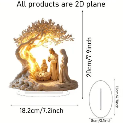 Acrylic Christmas Nativity Scene Flat 2D Ornament Desk Decor Jesus Birth