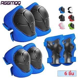 6PCS เด็กชุดอุปกรณ์ป้องกันเข่า Pads สําหรับ 3-14 ปีเด็กวัยหัดเดินเข่าและข้อศอก Pads พร้อมสายรัดข้อมือ 3 in 1 สําหรับสเก็ตขี่จักรยาน