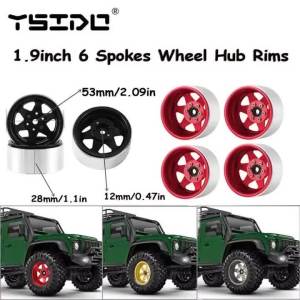 1.9inch Beadlock Wheel Hub Rims 6-Spokes Compatible with 1/10 RC Crawler Axial RBX10 SCX10 90046 Capra TRX4 RedCat D90 RC Parts