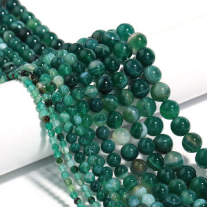 4/6/8/10/12mm Natural Green Stripe Agate Stone Beads Round Loose Beads for Jewelry Making DIY Bracelet Necklace Accessories