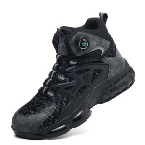 รองเท้าบูททำงานผู้ชาย ป้องกันเหล็ก ป้องกันการเจาะทะลุ ป้องกันการกระแทก หัวรองเท้าเสริมเหล็ก กันลื่น น้ำหนักเบา รองเท้านิรภัย สวมใส่สบาย สีดำ รองเท้าผู้ชาย