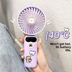 Portable USB Fan Neck Hanging Foldable Cute Cartoon Student Outdoor Mini Electric Fan Silent Handheld Digital Accessories