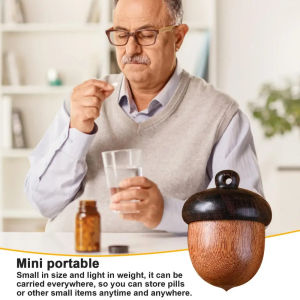 1/3PCS Mini Simulation Sandalwood Acorn Portable Pill Storage Box Multifunctional Simple Pill Box Pill Organizer Box