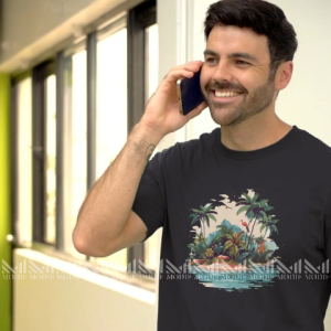 Sea beach graphic men tshirt premium cotton round neck short sleeve baju t shirt lelaki