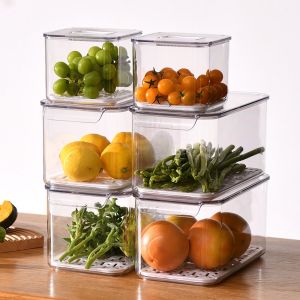 Transparent Refrigerator Organizer Storage Box Refrigerator Drawer Fridge Storage Bin Fruit Vegetable Container Pantry Freezer Japanese Style Kitchen Food Storage Fridge Organizer Frozen Storage Drainage Storage