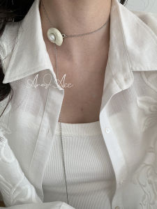 Adjustable Length Natural Freshwater Pearl Necklace Womens Ins Pulling Shell Choker Necklace Milk White Glaze Korean Style Jewelry