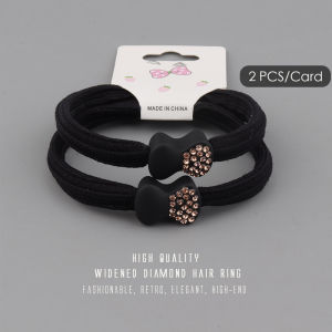 ยางรัดผมหางม้าสีดำหนาทนทาน ยางรัดผมมีด้ายผูกโบว์ ยางรัดผมสำหรับผมสูง ยางรัดผมสำหรับเด็กผู้หญิง ยางรัดผมแบบพื้นฐาน