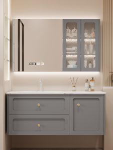 Bộ Lavabo Tích Hợp Đá Cẩm Thạch và Gỗ Nguyên Khối
