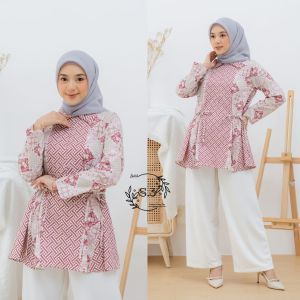Baju batik wanita modern atasan blouse batik kerja kantor wanita seragam batik