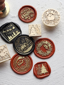 Original Wax Seal [Christmas Series] Square Multi-Level Fire Paint Seal Envelope Sealing Fire Paint Copper Head