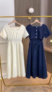 D11862 Purity Open Back Buttons Dress