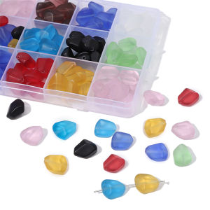 10-40ชิ้น12X15มม. ลูกปัด Batu Kaca แบนด้านผิดปกติสำหรับเครื่องประดับทำสร้อยข้อมือสร้อยคอแบบทำมือ