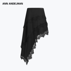 ANN ANDELMAN | Lace Trim Irregular Long Skirt