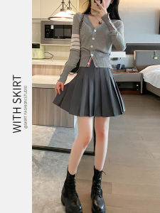 Gray High Waist A-Line JK Mini Skirt Womens Spring Summer New Style Anti-Light Polyester Fiber Polyester Ammonia Fiber Skirt