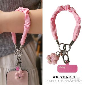 Elegant Scarf Handbag Phone Strap Small Fragrance Style Simple Fabric Camera Anti-Loss Creative New Design Phone Case Holder