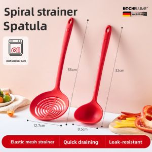 kochblume | Silicone Non-stick Integrated Long Handle Slotted Spoon