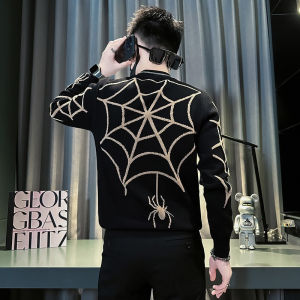 Official New Product Direct Sales Recommend In Stock Spider 2024 New Arrival Spider Pattern Male Crew Neck Pullover Sweater