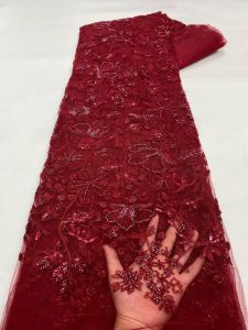 OLEVO | 2026 Luxury African Lace Fabric High Quality Sequins Beads Lace Fabrics For Nigerian Wedding French Tulle Lace Fabric AT2972-A