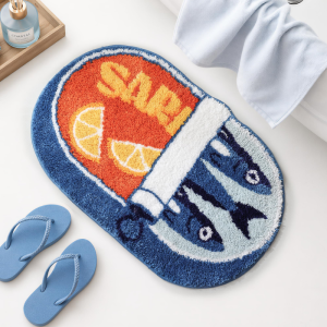 VIKAMA Funny Can Shape Plush Bathroom Mat Fish Fruit Design Non‑Slip Carpet For Toilet Restroom Home Decor