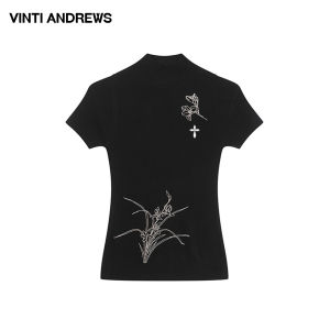 Traditional Styled Semi High Neck Slim Fit T-Shirt