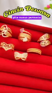 Cute Jewelry Cincin Dewasa Pita Full Permata Perhiasan Xuping Wanita Lapis Emas A221