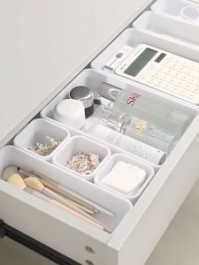 8pcs Set Organizer Box Trays Drawer Organizer Storage Box Tray Cutlery Cosmetics Stationery